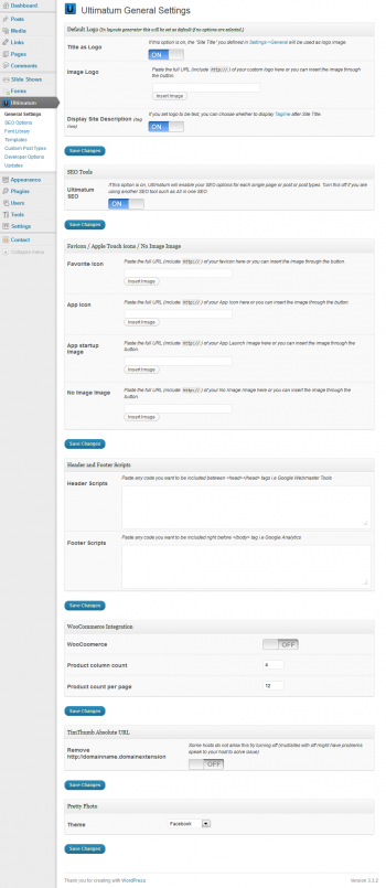 Ultimatum Theme General Settings