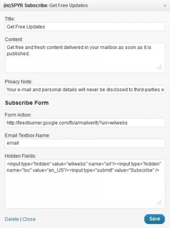 inSPYR Subscribe widget