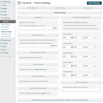Dynamik - Theme Settings - General Settings