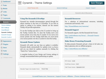 Dynamik - Theme Settings - Info