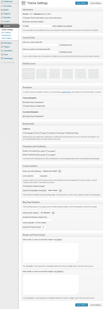 StudioPress Genesis Framework - Theme Settings