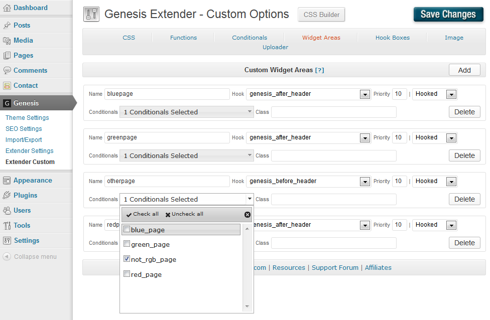 Custom Widget Areas