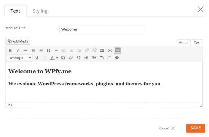 Themify Builder Welcome Text