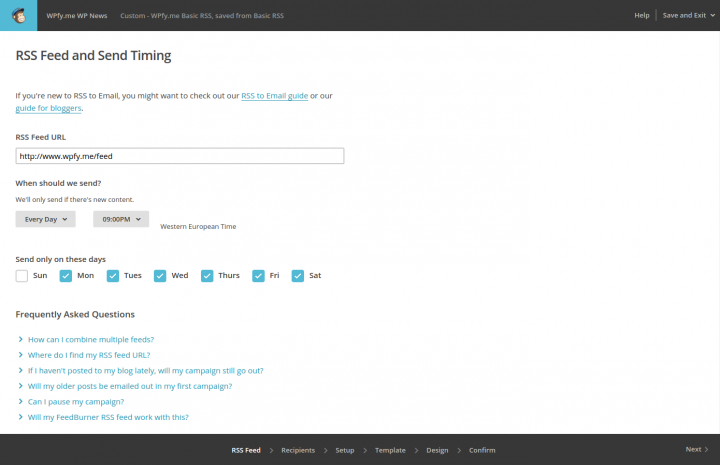 Create a MailChimp RSS Feed Campaign