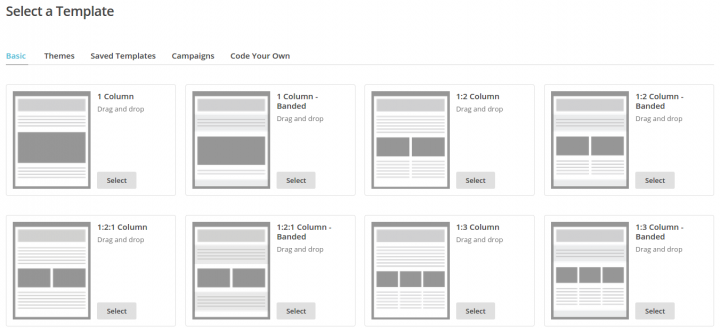 Select a MailChimp Template