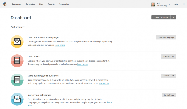 MailChimp Dashboard