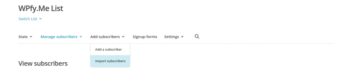 MailChimp WPfy.me list import